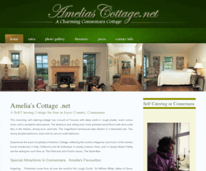 ameliascottage.net: Amelia's Cottage Self Catering Acommodation in Connemara
This charming self catering cottage has a touch of Tuscany with deep walls in rough plaster, warm colour tones and a wonderful atmosphere. The bedroom and sitting room have polished wood floors with terra-cotta tiles in the kitchen, dining room and halls. The magnificent farmhouse-style kitchen is in bleached oak. Two roomy double bedrooms: each with its own en-suite bathroom.