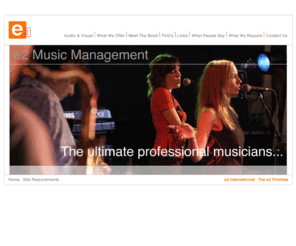 e2music.com: e2 Music
e2 Music: The ultimate professional musicians, redifining corporate & party entertainment.