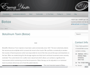 botoxcheshire.com: Botox in Cheshire
Renowned cosmetic specialist Dr Paul Cronin offers Botox, Dermal Fillers, Fraxel, Thermage, Smart Lipo, VASER Lipo, Liposelection, Macrolane, from his clinics in Cheshire and the North West.