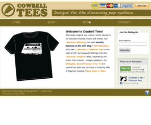 cowbelltees.com: Cowbell Tees - Designs for the discerning pop culture. Just released: ABIDE, STILLWATER, SAMCRO, The Fairmonts.
