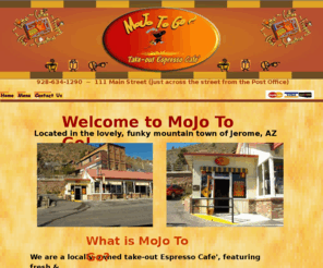 mojo-togo.com: MoJo To Go
Mobile Espresso Cafe
Lattes, Mochas, Frappes, Smoothies, n' more, delivered to your office or served onsite at your event.
