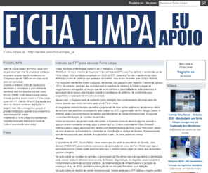 fichalimpaja.com: Ficha Limpa - Ficha limpa já - http://twitter.com/fichalimpa_ja
Ficha Limpa é uma Rede do Ning