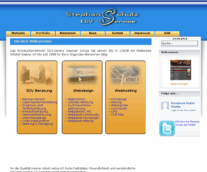 teltow-flaeming-webdesign.de: Startseite / EDV-Service - Stephan Schulz
 Das Einzelunternehmen EDV-Service Stephan Schulz hat seinen Sitz in 15838 Am Mellensee Ortsteil Saalow. Ich bin seit 1998 für Sie in folgenden Bereichen tätig:  EDV Beratung