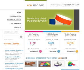 upaband.com: upaBand.com - Brazaletes o Pulseras de Tyvek
Pulseras de Tyvek, Brazaletes de Tyvek o Presintos de Tyvek para el control de acceso donde la seguridad es importante y selectiva.