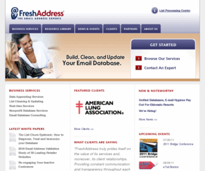 e-mail-changes.com: The Email Address Experts - FreshAddress, Inc.
Build, clean, and update your email database.  FreshAddress offers email change of address (ECOA), B2C and B2B email appending, list hygiene, and real-time email validation.