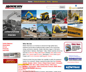 logyarders.com: Modern Machinery - Your Construction, Mining, Forestry, Highway, Drilling, Crushing, and Equipment Rental Source.
Modern Machinery sells a diverse line of heavy equipment and offers parts, service, rental, and product support. Markets include Montana, Washington, Oregon, Idaho, Wyoming, and Magadan Russia.