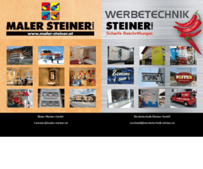 werbetechnik-steiner.at: Maler & Werbetechnik Steiner GmbH: Maler & Werbetechnik Steiner
Werbetechnik Steiner GmbH - Ihr kompetenter Partner in Sachen Werbeplanen, Autobeschriftungen, Digitaldrucken, Beschilderungen und vielem mehr! - Informieren Sie sich einfach auf unserer Webseite.