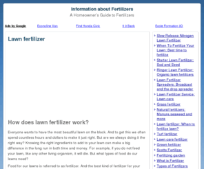 ifertilizer.com: Lawn fertilizer
Lawn maintenance and care tips with fertilizer information, irrigation help, and information on the spreaders, organic gardening tools, organic lawn fertilizers