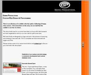 geminiproductions.com: Custom design & Custom database design
Custom design & custom database design from Toronto web programing company