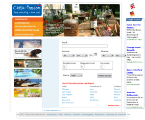 check-inn.org: Check-Inn.com - Hotelbuchung und Hotelreservierung - Wir finden Ihr Hotel aus mehr als 600.000 Hotels weltweit
Ihr Hotel aus mehr als 600.000 Hotels weltweit, Hotelbuchung und Hotelreservierung Ihres Hotels.
