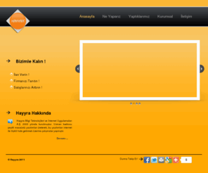 hayyra.com: HayyRA
Hayyra Bilgi Teknolojileri ve Internet Uygulamalari A.S. Kurumsal Web Sitesi
