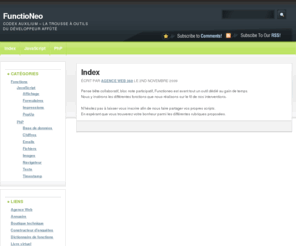 functioneo.com: La trousse à outils du développeur affûté
Trouver vos fonctions de développement web : php, javascript...