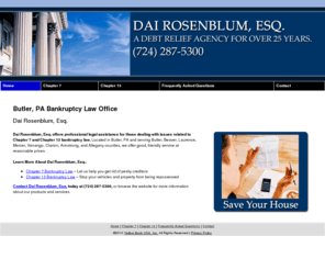 rosenblumbankruptcy.com: Bankruptcy Law Office Butler, PA - Dai Rosenblum, Esq.
Dai Rosenblum, Esq. provides good, friendly service at reasonable prices to Butler, PA. Call (724)287-5300 and Save Your House.