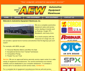 aewltd.com: Welcome to Automotive Equipment Warehouse
Automotive Equipment Warehouse, Inc. is your complete automotive equipment sales and service center.  We sell and service air conditioning units, brake lathes, tire changers, battery testers and chargers, alignment machines, lifts, and much more.  We are your complete automotive equipment source!