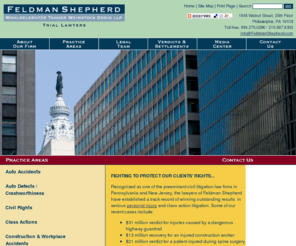 feldmansheperd.com: Philadelphia, Pennsylvania Personal Injury  Lawyers & Attorneys, PA, New Jersey | Feldman Shepherd Wohlgelernter Tanner Weinstock & Dodig LLP
Philadelphia, Pennsylvania Personal Injury Attorneys & Medical Malpractice Lawyers, Feldman Shepherd Wohlgelernter Tanner Weinstock & Dodig LLP (www.feldmanshepherd.com).