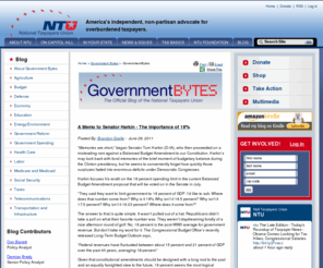 governmentbytes.com: National Taxpayers Union - GovernmentBytes
America's oldest grassroots taxpayer organization working for lower taxes, smaller government, accountability from public officials, and economic freedom at all levels by advocating reform of the tax code, less wasteful spending, the adoption of constitutional provisions -- such as TABOR, the BBA, and TLA -- and, implementation of programs to protect taxpayer rights.