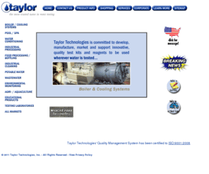 testkit.com: Welcome to Taylor Technologies
Taylor Technologies is a specialty chemical manufacturer of water testing supplies for industrial, commercial, institutional, laboratory, and home use.