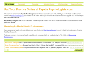 fayettepsychologists.com: Fayette Psychologists - Fayette Psychologists.com - Put Your Practice Online Now
Build your own therapy marketing web site at Fayette Psychologists.com.