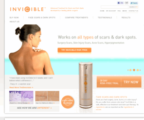 invisible-scars.com: Title
InviCible Scars is an advanced scar treatment for scars and brown spots. Scientifically proven ingredients, hypoallergenic, plastic surgeon recommended. Not animal tested.