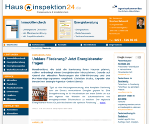 planen-und-bauen.com: Hausinspektion24
Wir bieten professionelle Immobilienchecks und  Dienstleistungen rund um die Energieberatung an.