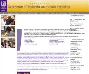 shreveportphysiology.com: Graduate Physiology, PHD Biomedical Sciences, Cell and Molecular Programs
Physiology graduate program, graduate school biomedical sciences program, PHD biomedical sciences program, cell and molecular biology program and graduate school physiology program.