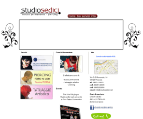 studiosedici.net: Benvenuti!!! - Studiosedici - Trucco Permanente - Piercing - Pescara
truccatrice, visagista, operatore di tatuaggio e piercing qualificato dalla regione, insegnante di trucco permanente, trucco permanente, trucco semipermanente, tatuaggio areola, tatuaggio medico, corsi tatuaggio, corsi trucco, corsi micropigmentazione, corsi dermopigmentazione, corsi regionali, corsi piercing, tatuaggio cicatrici,  mastoplastica, mastoplastica additiva, mastoplastica foto, mastoplastica addittiva