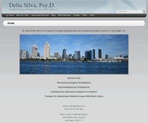 sdpsyd.com: | Delia Silva, Psy.D.
Dr. Delia Silva offers a full range of bilingual (English/Spanish) neuropsychological assessment services in San Diego, CA. SPECIALTIES: Neuropsychological