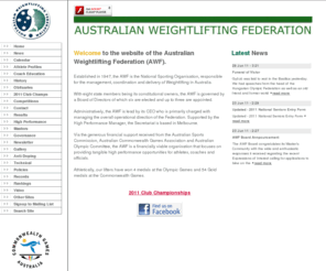 awf.com.au: Australian Weightlifting Federation
Australian Weightlifting Federation Olympic Weightlifting Calendar, News, Results, Rankings, Photos, Policies, Newsletter, Anti-Doping, Masters, High Performance, State Members, Technical,Contacts,Governance