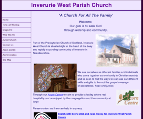 inveruriewestchurch.org: Inverurie West Parish Church
Inverurie West Parish Church, Aberdeenshire, is part of the Church of Scotland, the congregation welcomes visitors to this family friendly church to join in their worship of the Christian faith.