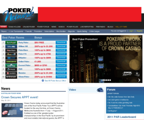 pokernetwork.com: Online Poker World, Australian Online Poker Resource - PokerNetwork
Texas Holdem Poker, Australian online poker resource. Latest Australian poker news, poker games and poker freerolls. Exclusive bonuses and PokerStars Bonus Code.