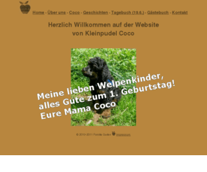 holzapfelpudel.de: Holzapfel Pudel - Herzlich Willkommen - Kleinpudel Coco
Website von Kleinpudel Coco - Infos, Fotos, Geschichten...