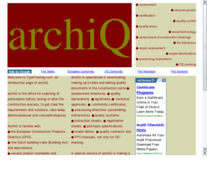 inspectionbody.com: archiQ is specialised in examinating, making up to date and editing quality documents in the construction cycle
archiQ is the office for coaching of participants before, during or after the construction process, to get clear the requirements and solutions, take away abstrusenesses and conclude disputes.