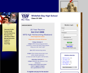 wfb84.com: Whitefish Bay High School Class Of 1984, Whitefish Bay, WI
This is the official web site for the Whitefish Bay High School Class Of 1984