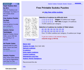 printable-sudoku-puzzles.com: Free Printable Sudoku Puzzles
Free Printable Sudoku puzzles. Six difficulty levels. Image or PDF, 6 sudokus per page