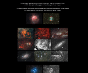 astrophoto-mallart.com: Astrophotographie par emmanuel mallart - présentation d'images et du matériel utilisé
Astrophotography : Pictures of nebulae, galaxies, wide field imaging, planets, moon, eclipses, comets and atmospherical phenomenons. Description of the equipment I use.