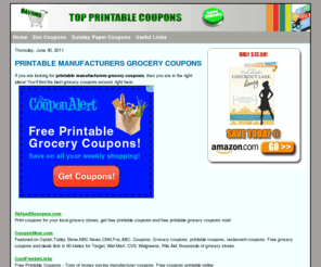 topprintablecoupons.com: Printable Manufacturers Grocery Coupons -  Top Printable Coupons Home Page
Printable manufacturers grocery coupons and great savings resources.