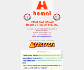 hematilac.com: HEMAT İLAÇ SANAYİ İTHALAT İHRACAT LTD. ŞTİ. - 2003
