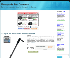 monopodsforcameras.com: Monopods For Cameras |Monopods
Looking for a Monopods For Cameras? - Find all the best reviews, prices and information right here.