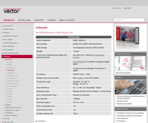 cancardxl.com: Vector: Software + Services for Automotive Engineering
Software and engineering services for the networking of electronic systems in the automobile and related industries (CAN, CANopen, J1939, LIN, FlexRay, etc.).