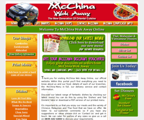 mcchinawokaway.co.uk: Chinese Food Farnborough | Chinese Food Camberley | Chinese Food Aldershot | Takeaway
McChina Wok Away offer delicious Chinese, Thai, Malaysian and Vietnamese cuisine in our branches in Farnborough, Aldershot and Camberley. We offer home delivery in these towns and surrounding areas. Call 0845 602 6000.