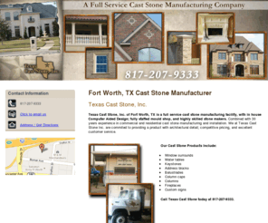 texascaststoneinc.com: Stone Cast Fireplaces Fort Worth, TX - Texas Cast Stone, Inc.
Texas Cast Stone, Inc of Fort Worth, TX provides top-quality cast stone products for residential and commercial clients. Call 817-207-9333 today.