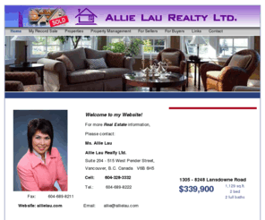 allielau.com: Allie Lau (www.allielau.com) : Home
Allie Lau, ALLIE LAU REALTY LTD. of  specializes in real estate for 