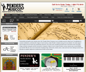 penders.com: Pender's Music Company
 penders music company offers sheet music for church choirs concert and marching bands orchestras elementary classroom solo voice brass woodwind percussion instruments piano organ strings orchestra guitar and folk instruments and music accessories 