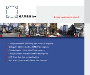 catalystloader.com: catalyst loader - Gambo bv
Gambo is the company specialized in Catalyst loader supplies.