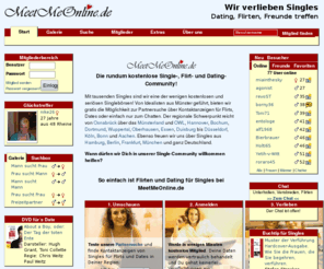 meetmeonline.de: Partnersuche für Singles: Kontaktanzeigen für Flirts, Chat und Dates auf MeetMeOnline.de!
Partnersuche, Dates, Flirts, Chat für Singles. Kontaktanzeigen aus Münster, Köln, Düsseldorf, Berlin, Hannover, Hamburg, Aachen und Frankfurt.