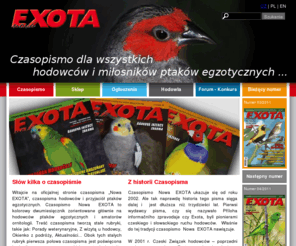 nowaexota.com: Nová EXOTA - Czasopismo dla wszystkich hodowców i miłosników ptaków egzotycznych
Czasopismo dla wszystkich hodowców i miłosników ptaków egzotycznych