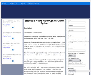 rsu8.com: Ericsson RSU8 Fiber Optic Fusion Splicer
Ericsson RSU8 Fiber Optic Fusion Splicer