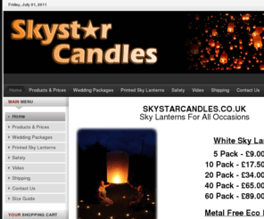 skystarcandles.co.uk: Skystar Candles
SkyStarCandles are a specialist in chinese lanterns and wedding lanterns company offering flying lanterns, sky lanterns, and sky candles to the public.