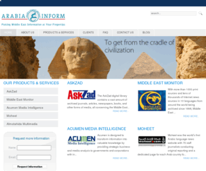 arabiainform.com: Arabia Inform
Arabia Inform provides Middle East news, content and analysis, serving education, business, research, government, media, law, financial services and strategy professionals