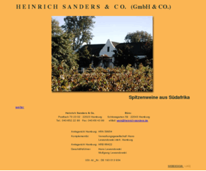 heinrich-sanders.com: Heinrich Sanders & Co. (GmbH & Co.)
Direktimport und Versand südafrikanischer Qualitätsweine